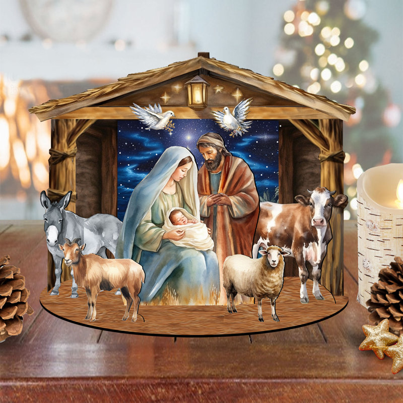 Designocracy 852766 07 6.5 in. Classic Holy Family Nativity Scene Decorative Village Holiday Decor